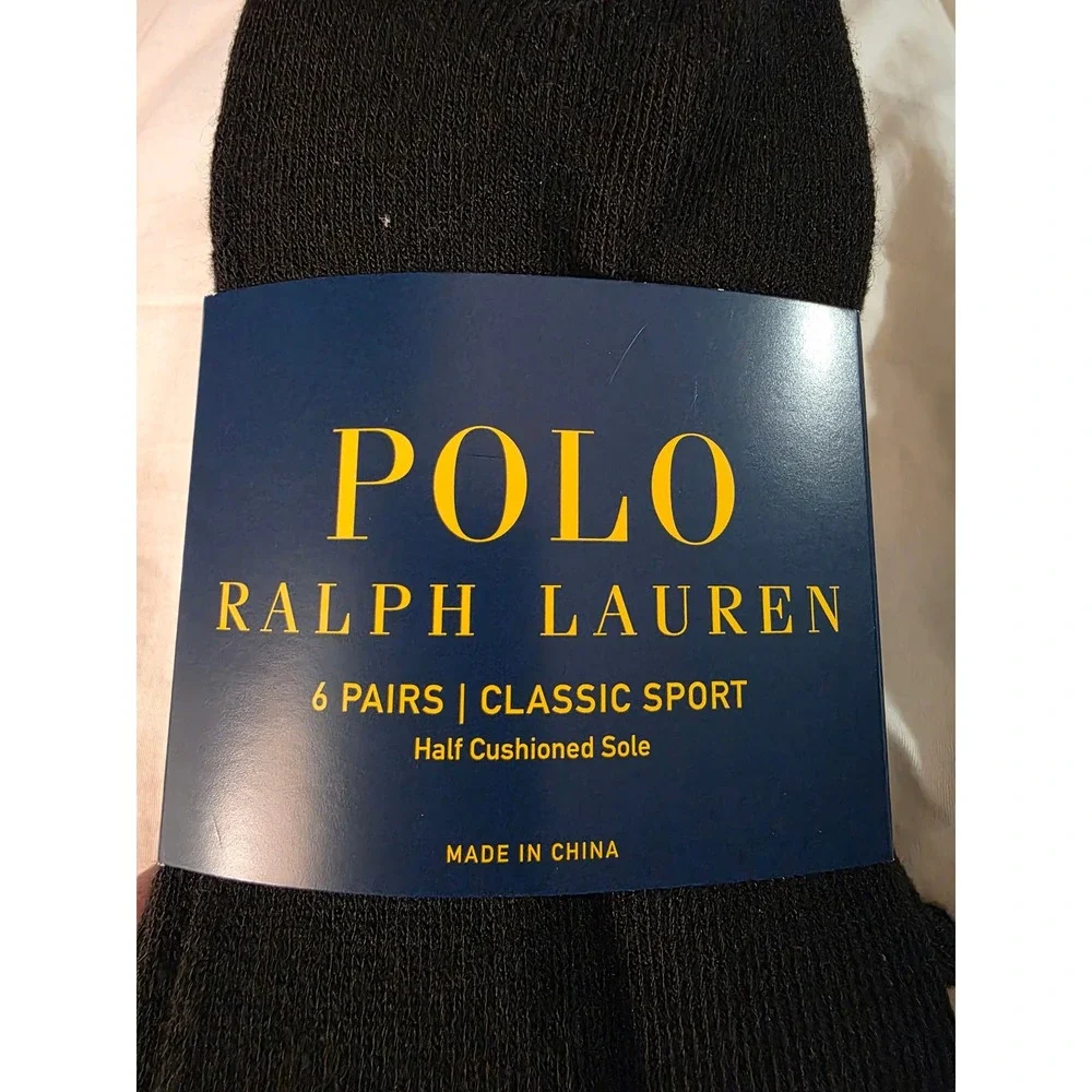 Polo Ralph Lauren Mens 6 Pack Classic Sport No Show Socks Black ZP113868PK6N